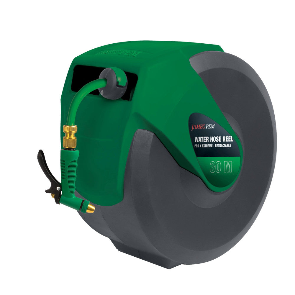 Jamec Water Hose Reel Retractable 12mm 30 Mtr H.D Hybrid Hose Pro x Extreme