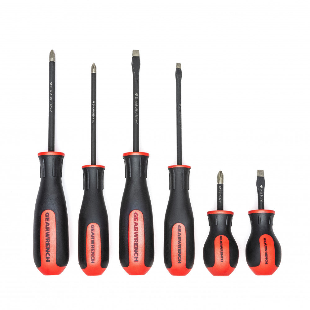 GEARWRENCH 6 Pc. Phillips®/Slotted Dual Material Diamond Tip Screwdriver Set