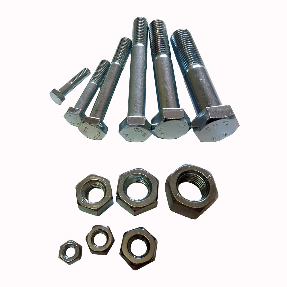 M8 x 40 Metric 50pc Hex Bolt & Nut ZP