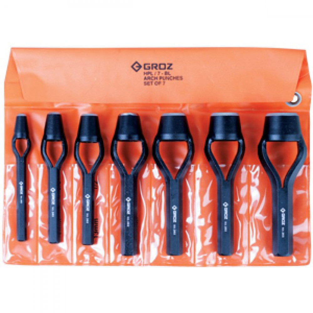 Groz 7Pc Arch Punch Set (Bell Type)