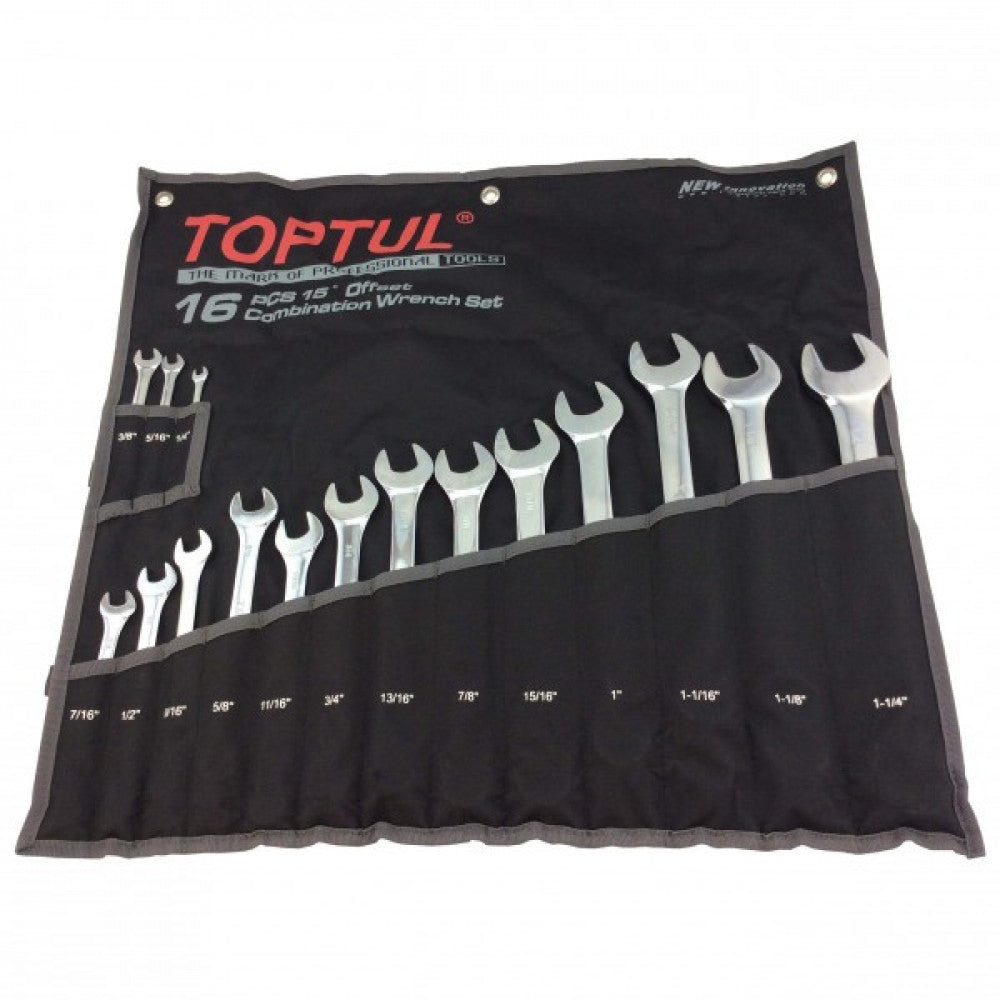 Toptul Imperial Roe Wrench Set 1/4-1.1/4" 16 Piece