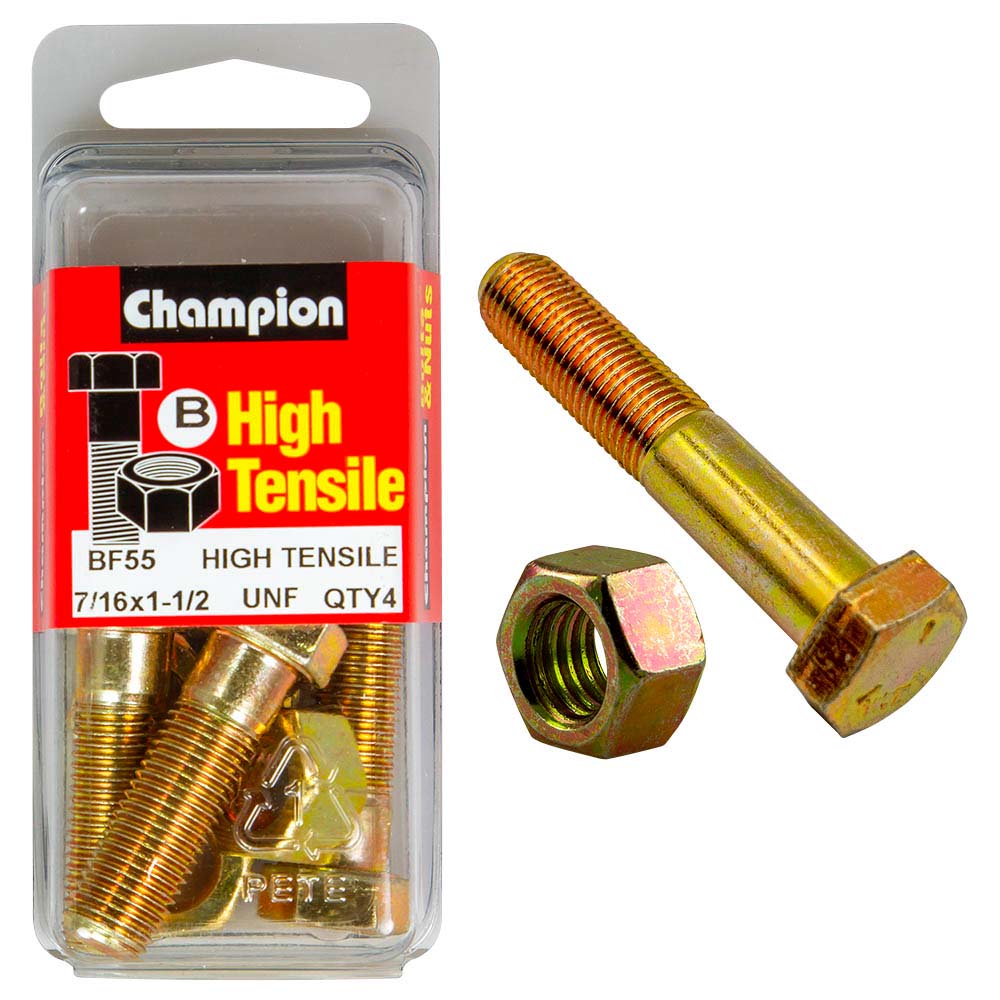 Champion 1-1/2in x 7/16in Bolt And Nut (B) - Gr5