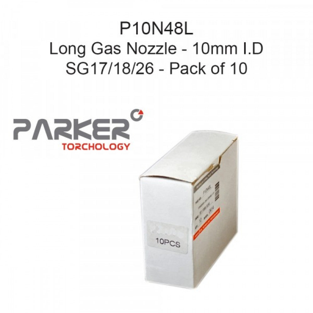 Std Long TIG Nozzle 10mm SG17/18/26 Pkt 10