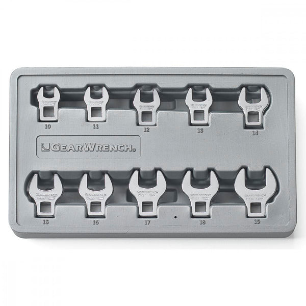GearWrench Wrench Set Crowfoot Non-Ratcheting 3/8" Drive Tray MET 10Pc
