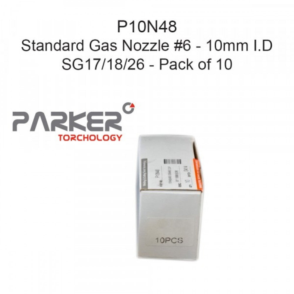Std TIG Nozzle 10mm Bore #6 SG17/18/26 Pkt 10