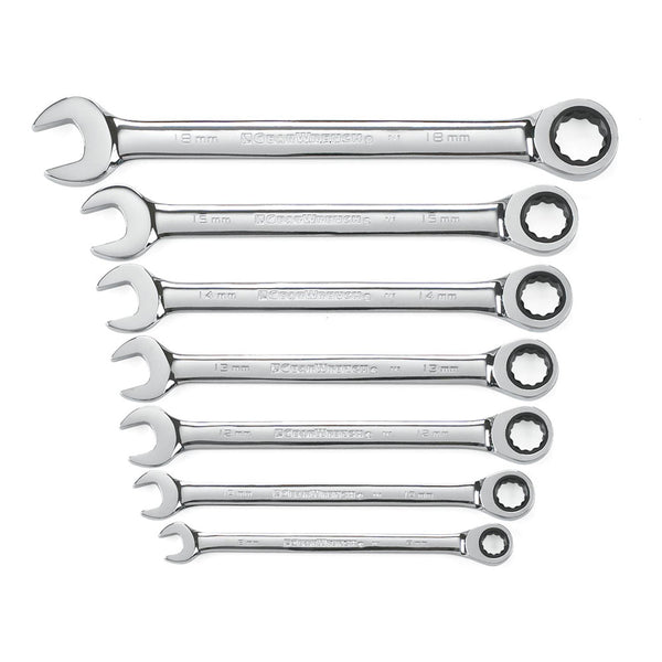 GearWrench Wrench Set Combination Ratcheting Tray MET 7Pc