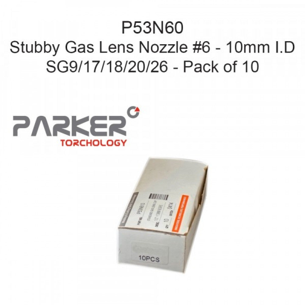 Stubby Gas Lens Nozzle 10mm Bore #6 Pack Of 10