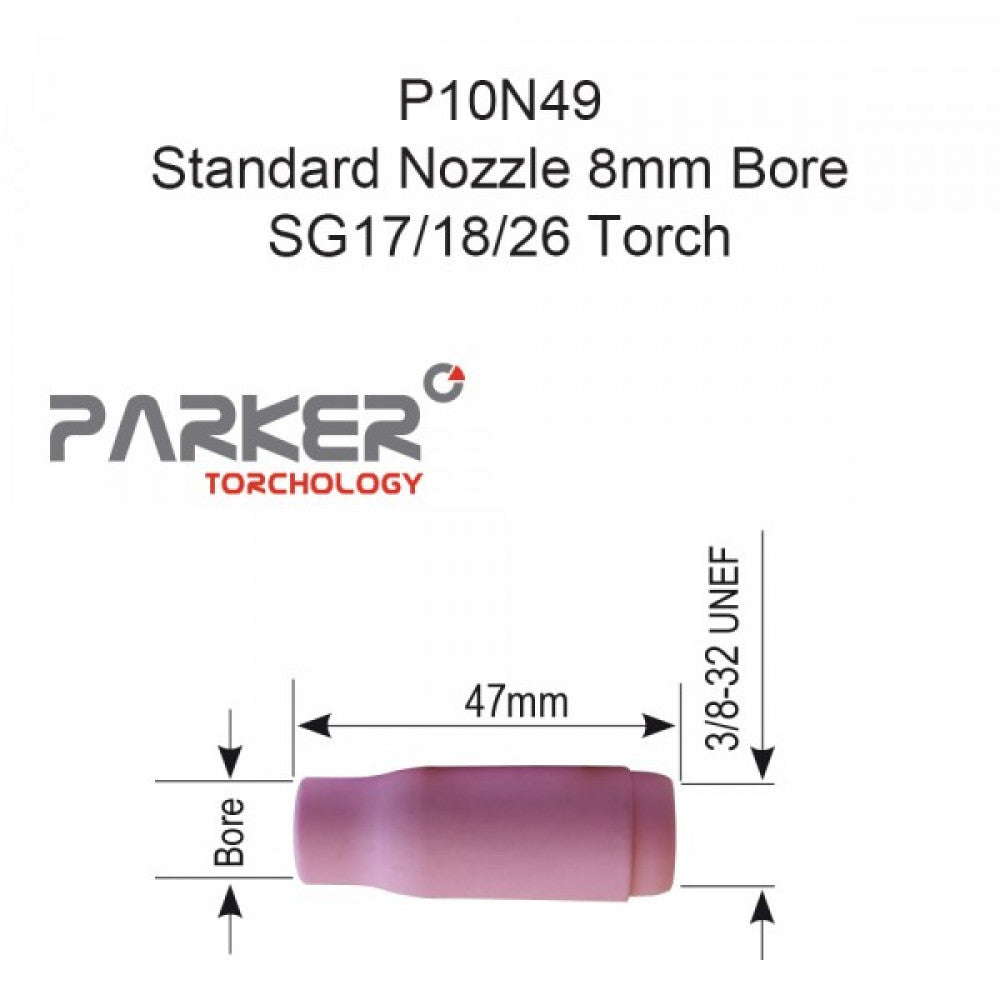 Std TIG Nozzle 8mm Bore #5 SG17/18/26 Pkt 10