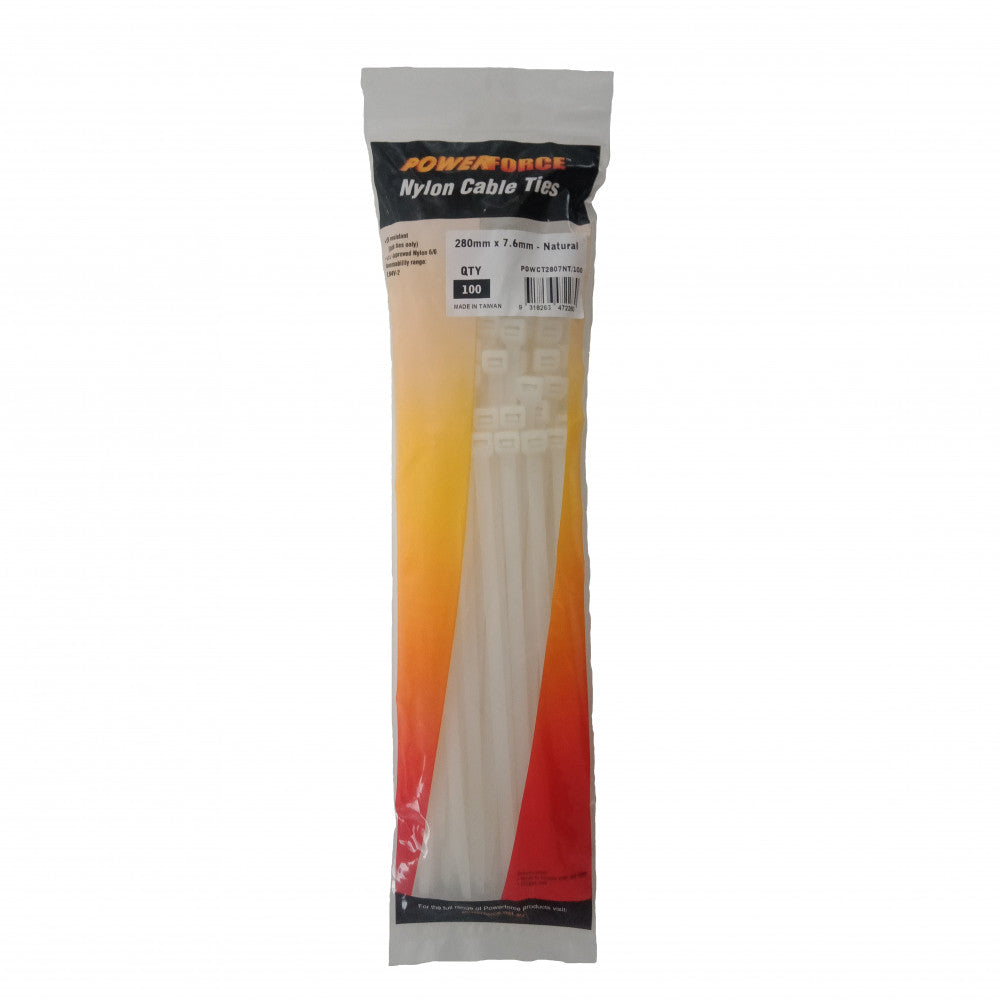 Cable Tie Natural 280mm x 7.6mm Nylon 1000pk