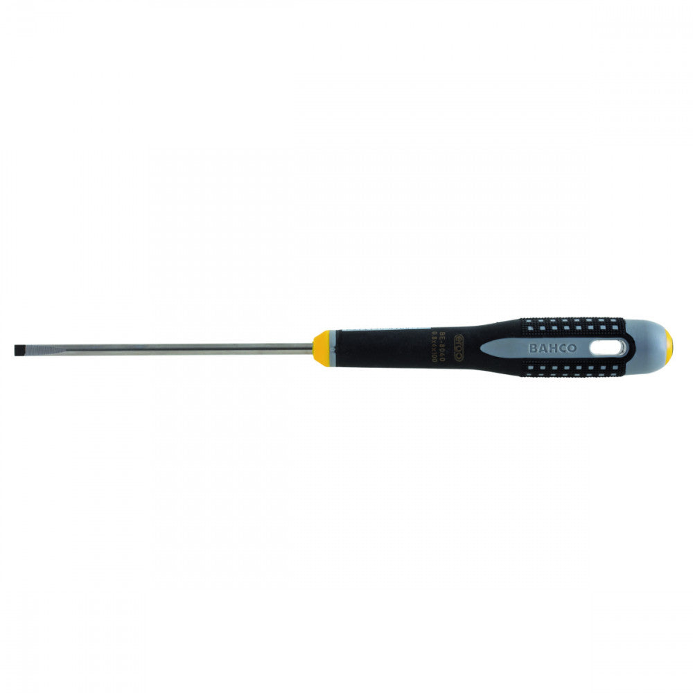 Bahco ERGOâ„¢ Slotted Straight Tipped Screwdriver With Rubber Grip 4mm x 100mm