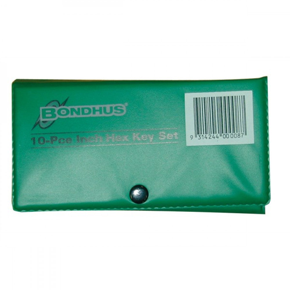 1/8"-3/8" Bondhus 10Pce Hex L-Wrench Set + Wallet