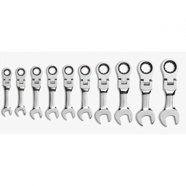 GearWrench Wrench Set Combination Ratcheting Stubby Flex Tray MET 10Pc