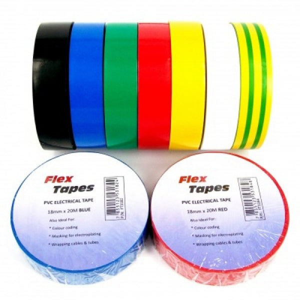 10 Pack Electrical Tape Black 18mm x 20M