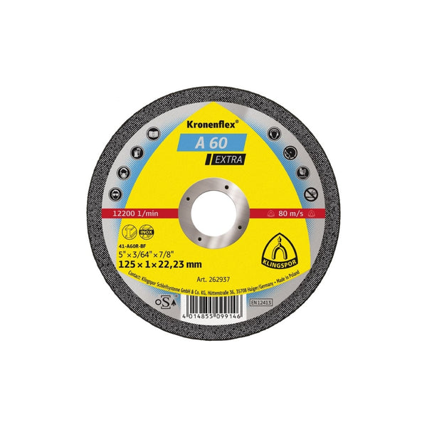 Klingspor A60 EXTRA Inox Thin Cutting Disc - 125mm, 1mm (25pk)