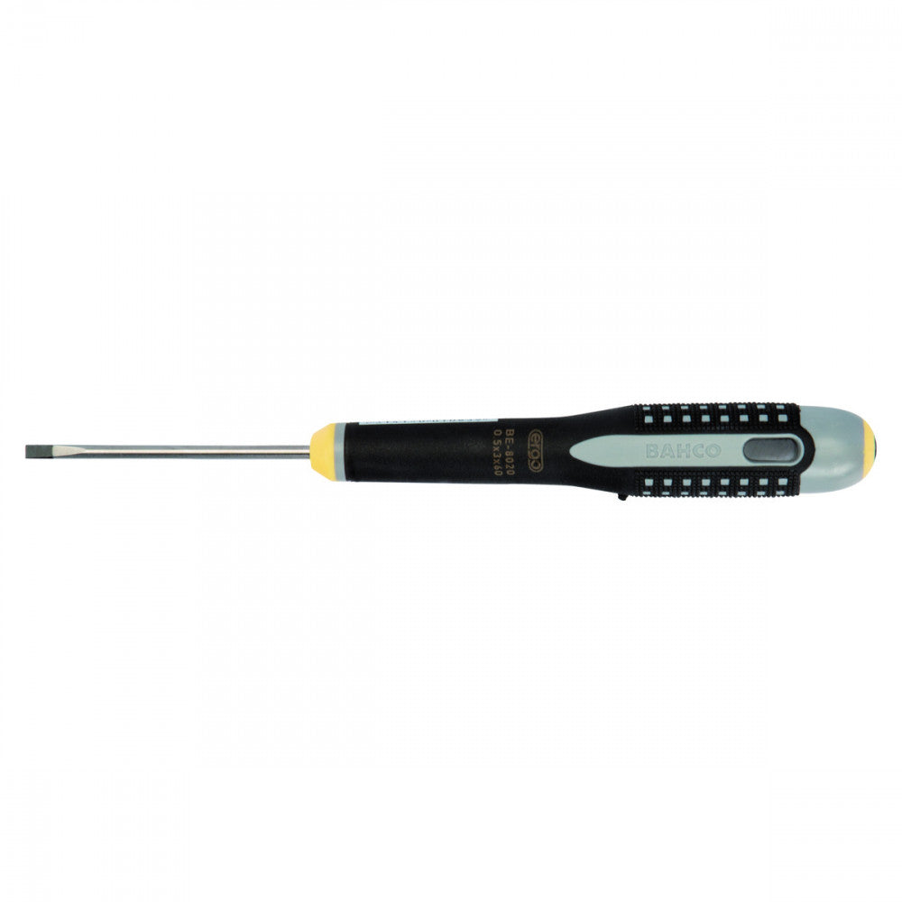 Bahco ERGOâ„¢ Slotted Straight Tipped Screwdriver With Rubber Grip 3mm x 60mm