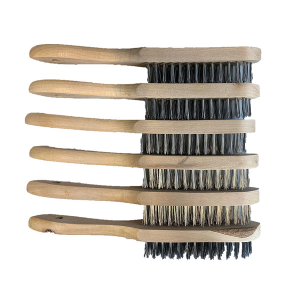 Wooden Handle S/S Wire Brush (6pk)
