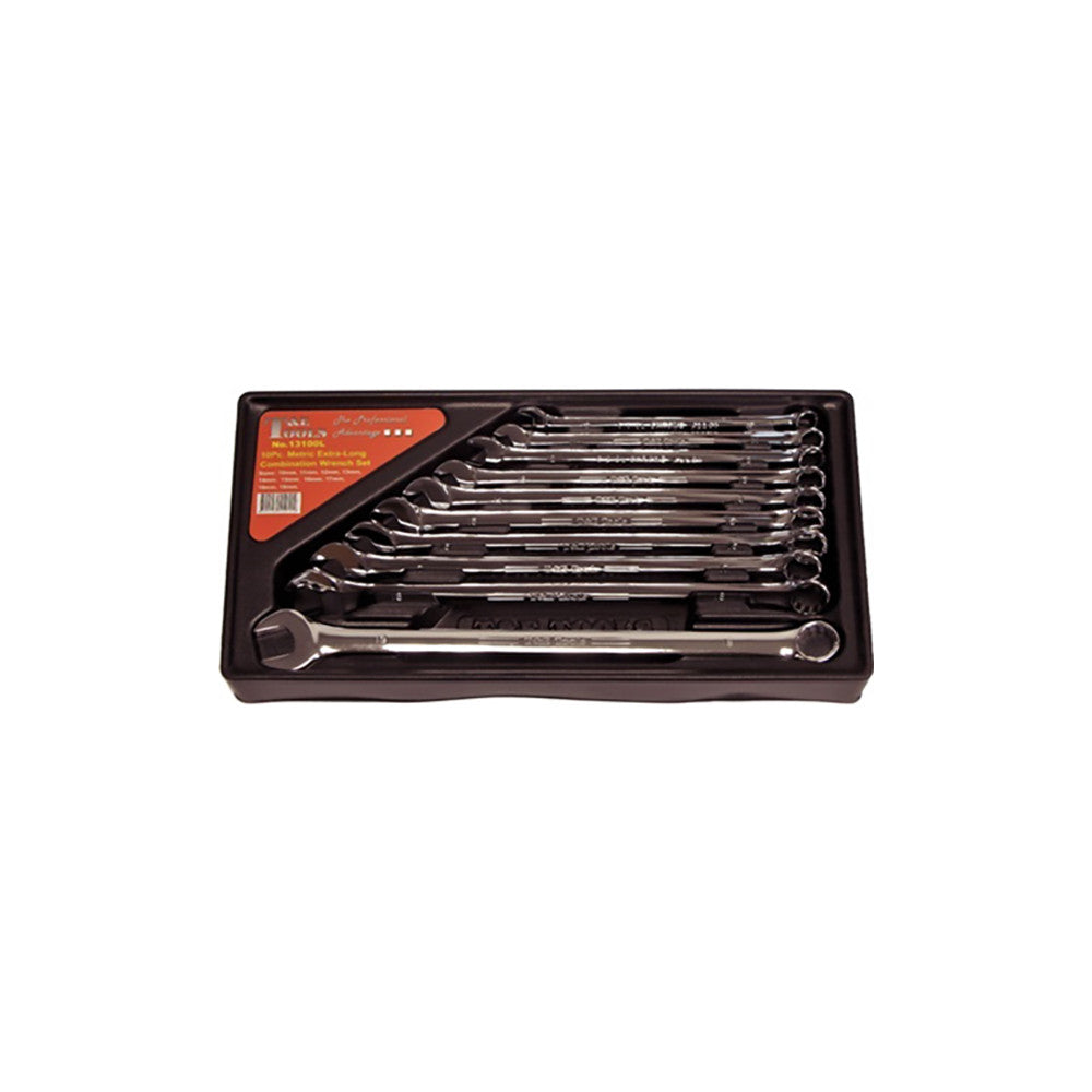 T&E Tools 10 Piece Metric Extra Long Combination Wrench Set