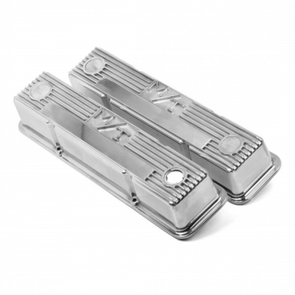 Holley Valve Covers Chev SB Polished - Cast Holley M/T Vintage Series Set#241-82