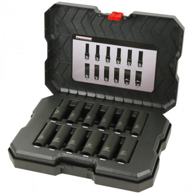 Powerbuilt 1/2Dr 12Pc Met Deep Impact Socket Set