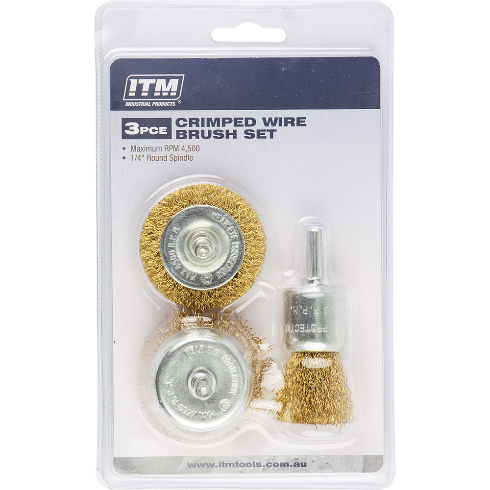 Itm 3 Piece Crimp Wire Brush Kit