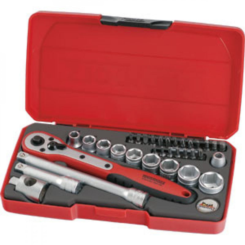 Teng 34Pc 3/8in Dr. Metric Reg. Socket Set