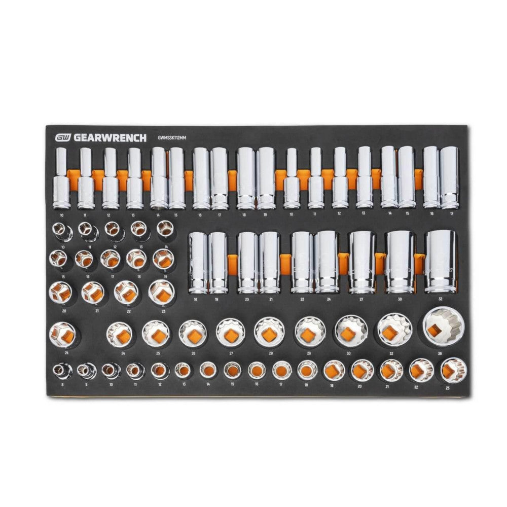 GEARWRENCH 67Pc 1/2in. Drive Master Metric Socket Set In EVA Tray