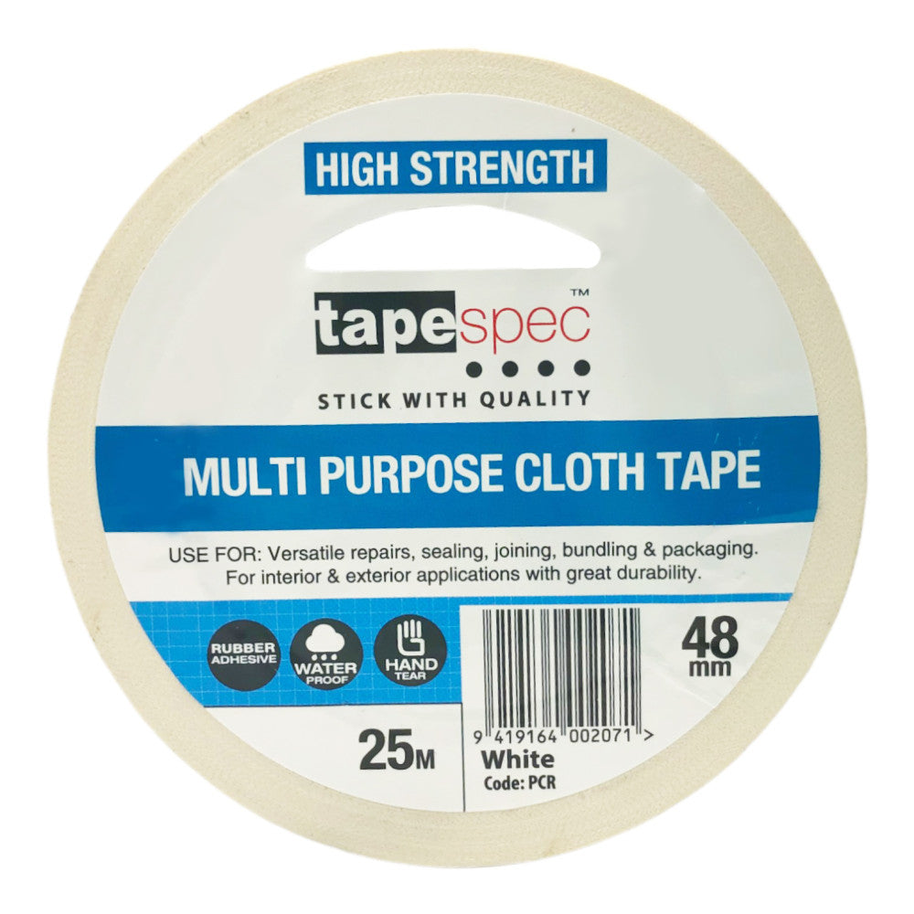 Waterproof Multi-Purpose Cloth Tape White 48mm x 25m
