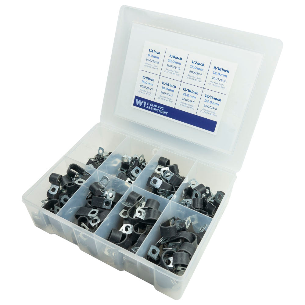 Kale 185Pc Cable Clamp Pvc/P-Clip Assortment W1