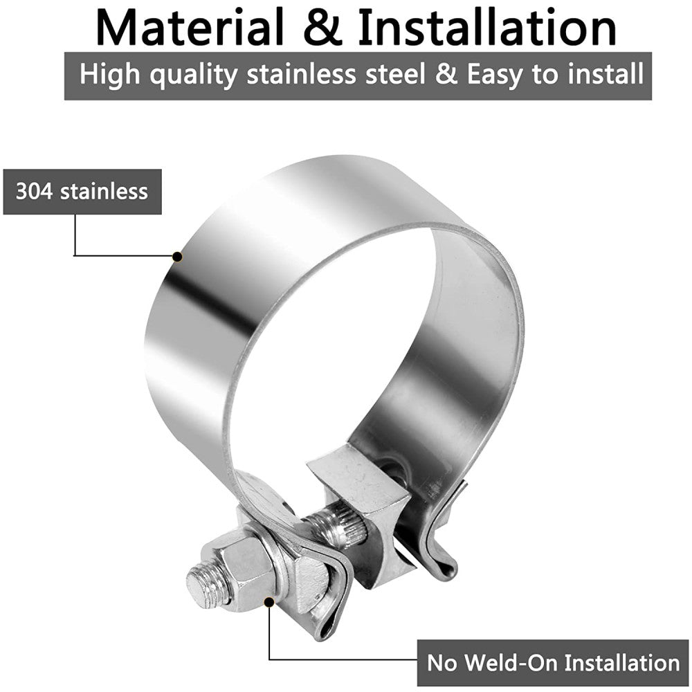 AFTERBURNER Universal Exhaust Band Clamp Narrow Heavy Duty Stainless Steel 3"