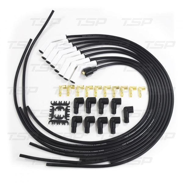TSP 8.5mm UNIVERSAL BLACK IGNITION WIRES WITH 135° CERAMIC PLUG BOOTS #85035CE