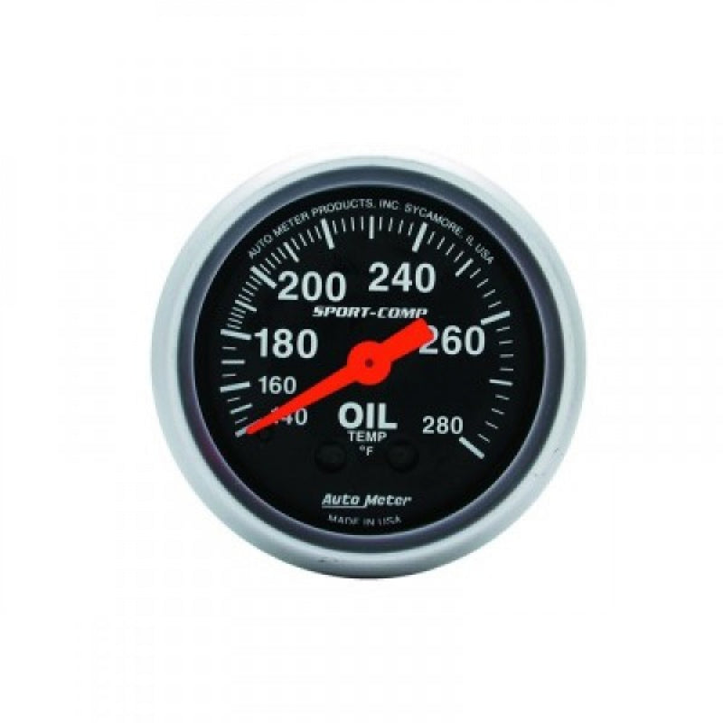 Autometer Sport-Comp Oil Temp 140-280F 6Ft Tube