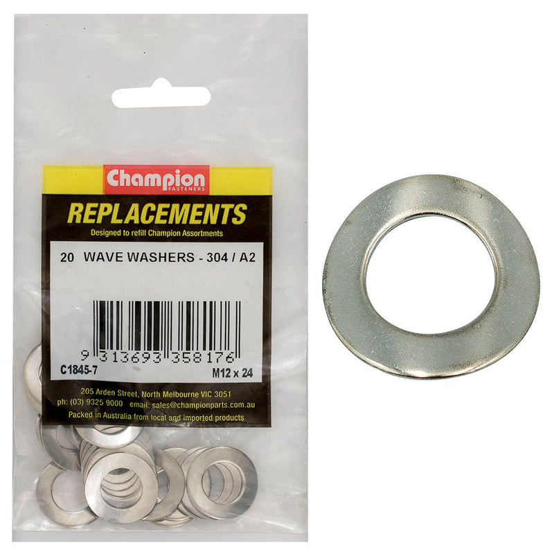 Washer Wave Stainless Steel M12 x 24mm 304/A2 20 Pack