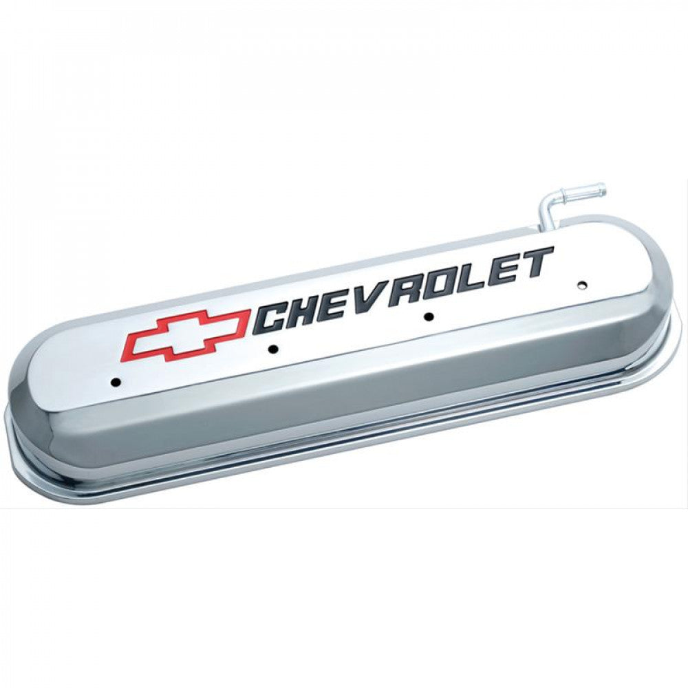 Proform Valve Covers Chev LS Chrome Die Cast Bowtie Red-Black Emblem Pair