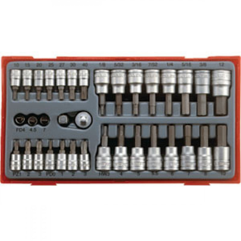 Teng 35Pc 1/4 & 3/8in Dr. Bits Socket Set - Tc-Tra