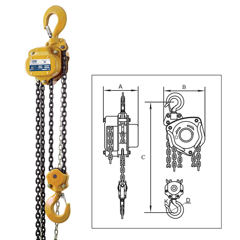 ITM Chain Block-Heavy Duty-3 Ton-3 Meter Lift