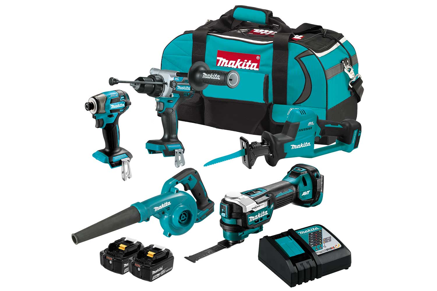 MAKITA 18V LXT Cordless 5-Pc. Combo (5.0Ah) Kit DLX5109TX1