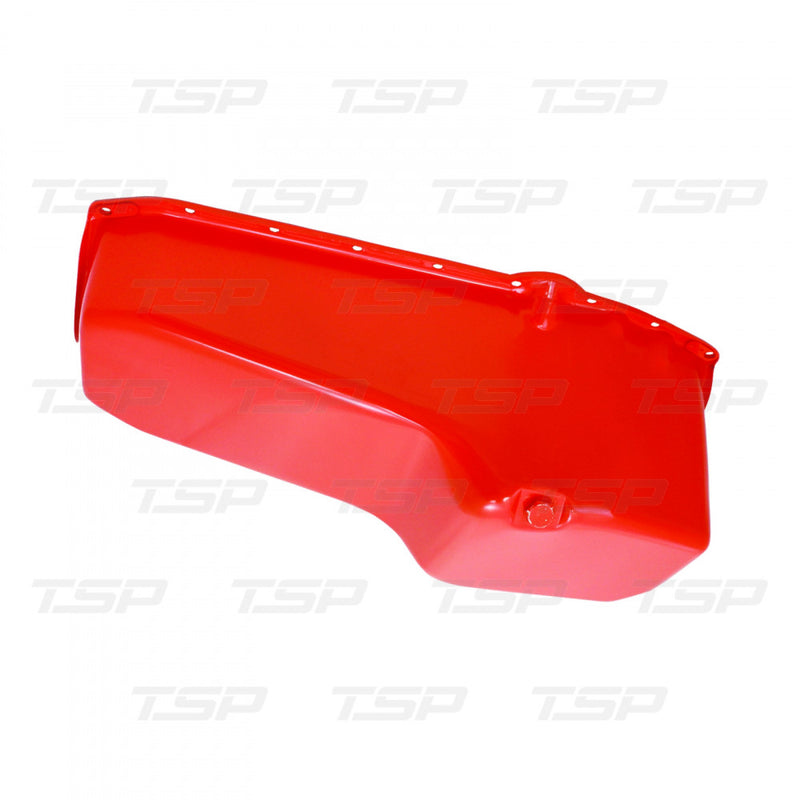 TSP CHEVY SMALL BLOCK LEFT HAND SIDE DIPSTICK ORANGE STEEL OIL PAN