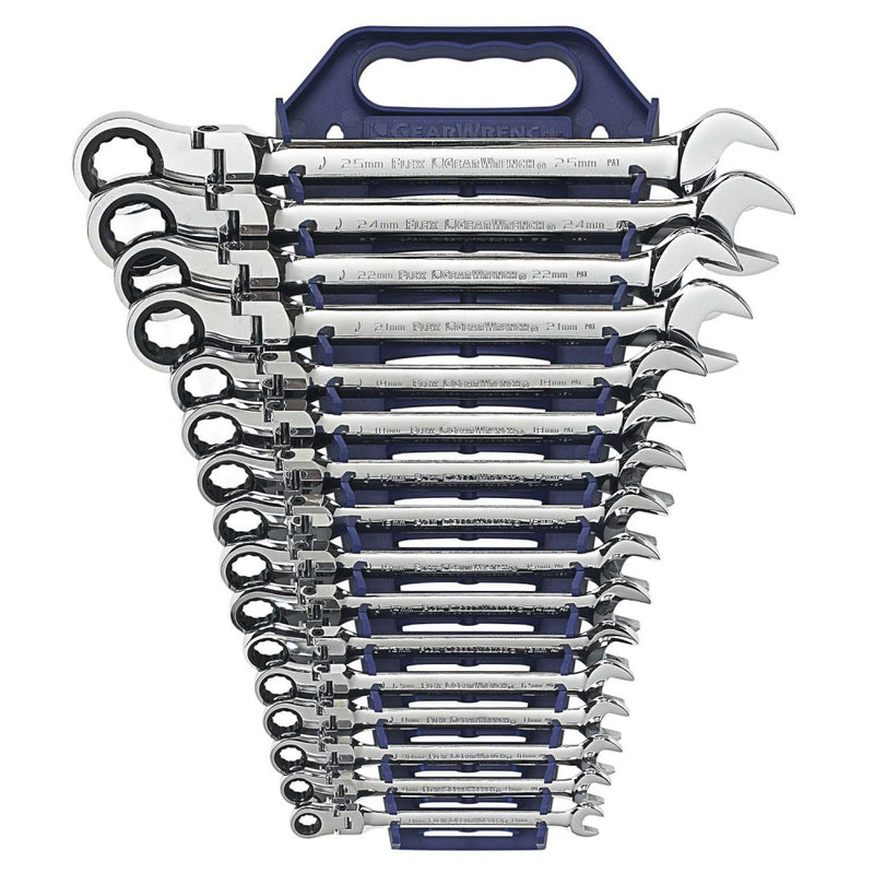 GearWrench Wrench Set Combination Ratcheting Flex Rack MET 16Pc