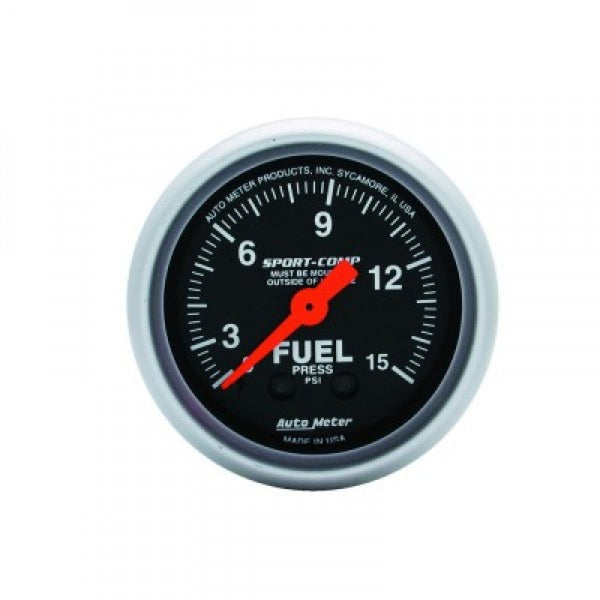 Autometer Sport-Comp Fuel Pressure 0-15Psi 2-1/16"