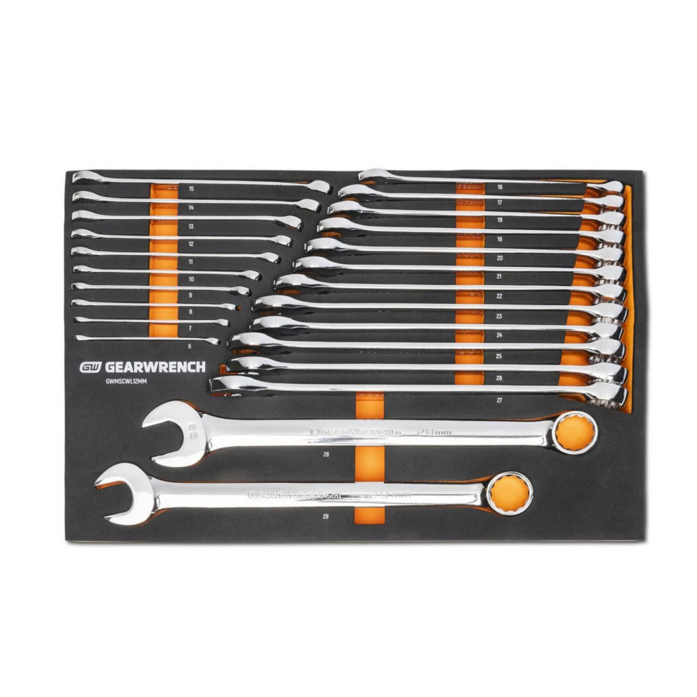 GearWrench 24Pc 12Pt Long Pattern Combination Metric Wrench Set In EVA Tray