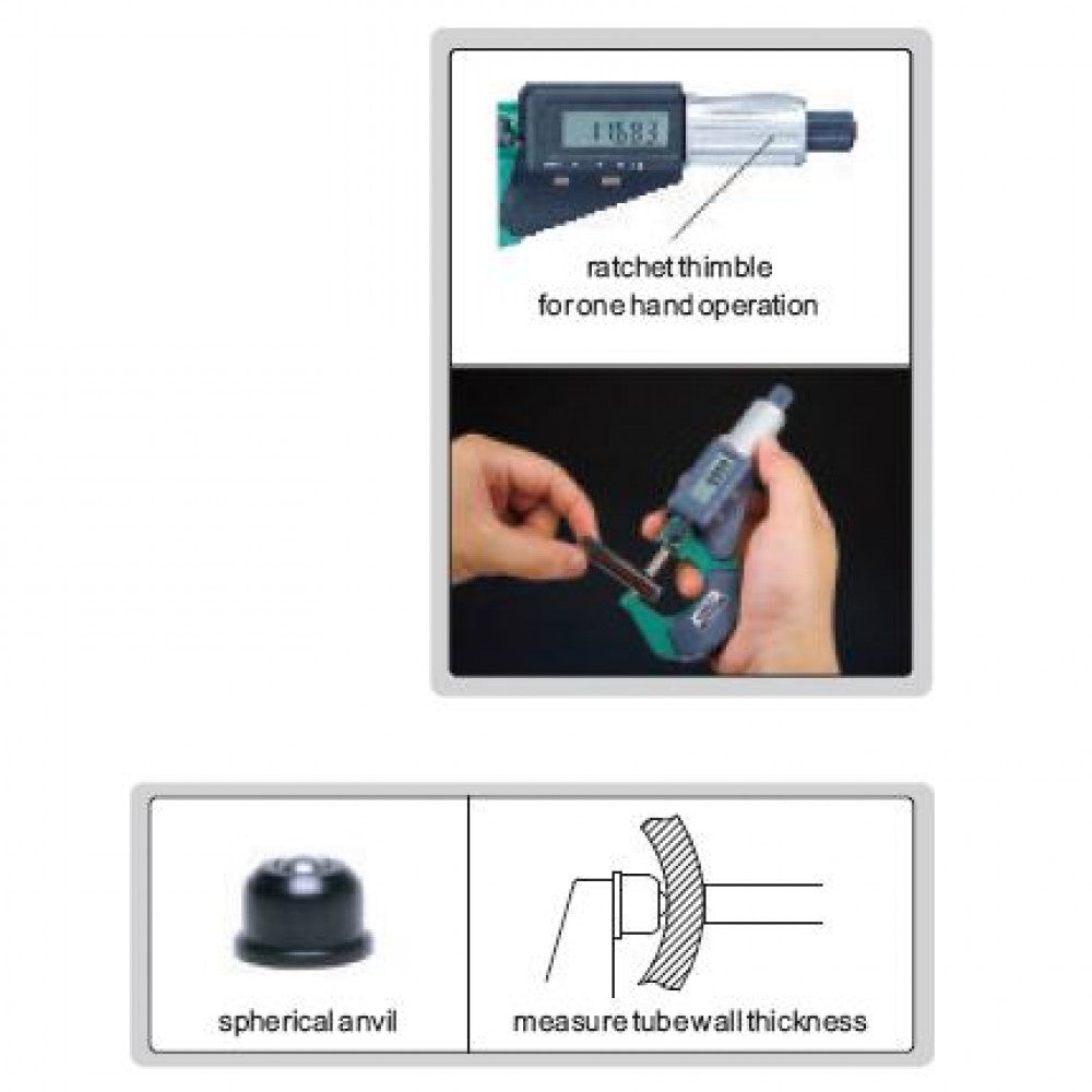 Outside Micrometer Digital 25-50mm/ 1-2" x .001 mm/0.00005" Insize 3109-50A