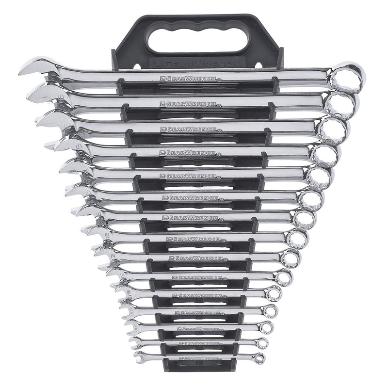 GearWrench Wrench Set Combination Non-Ratcheting Long Pattern Rack SAE 15Pc