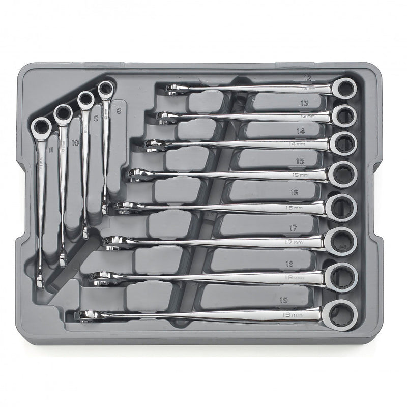 GearWrench Wrench Set Combination Ratcheting XL X-Beam Tray MET 12Pc