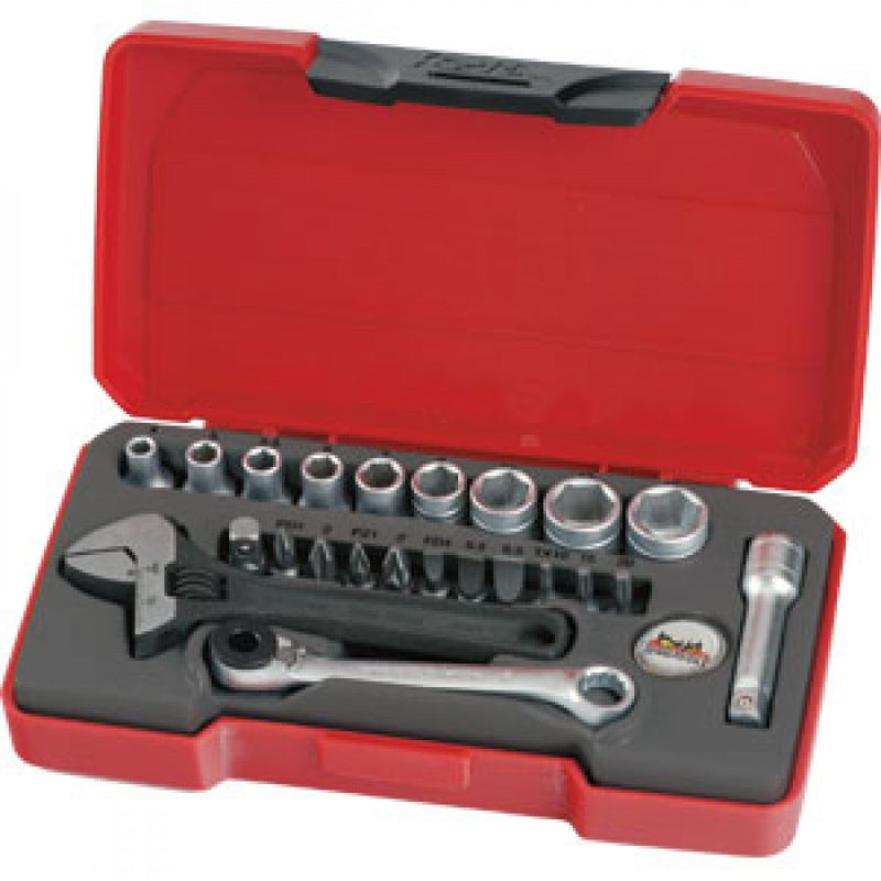 Teng 23Pc 1/4in Dr. Mini Metric Socket & Tool Set