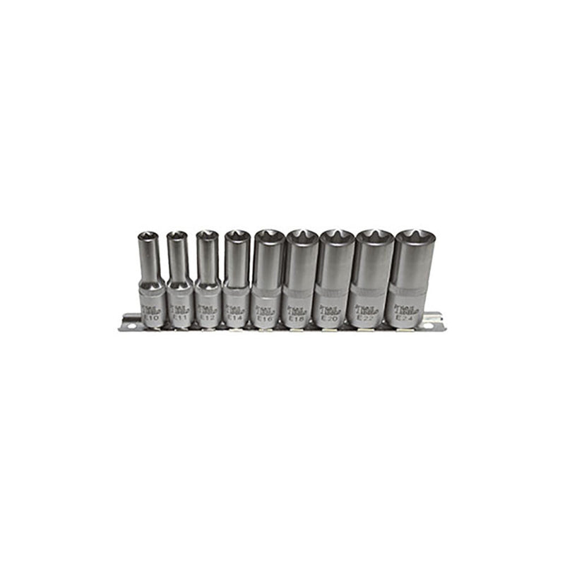 T&E Tools 1/2" Dr. 9Pc E10-E24 Female Torx Socket Set