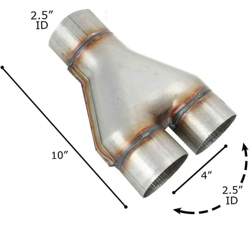 AFTERBURNER Universal 2.5 in Dual Inlet/Outlet Tip Exhaust Y Pipe Reducer