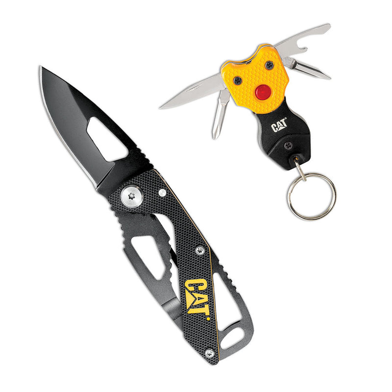 Cat Folding Skeleton Knife And Mini Keychain Multi-Tool Set