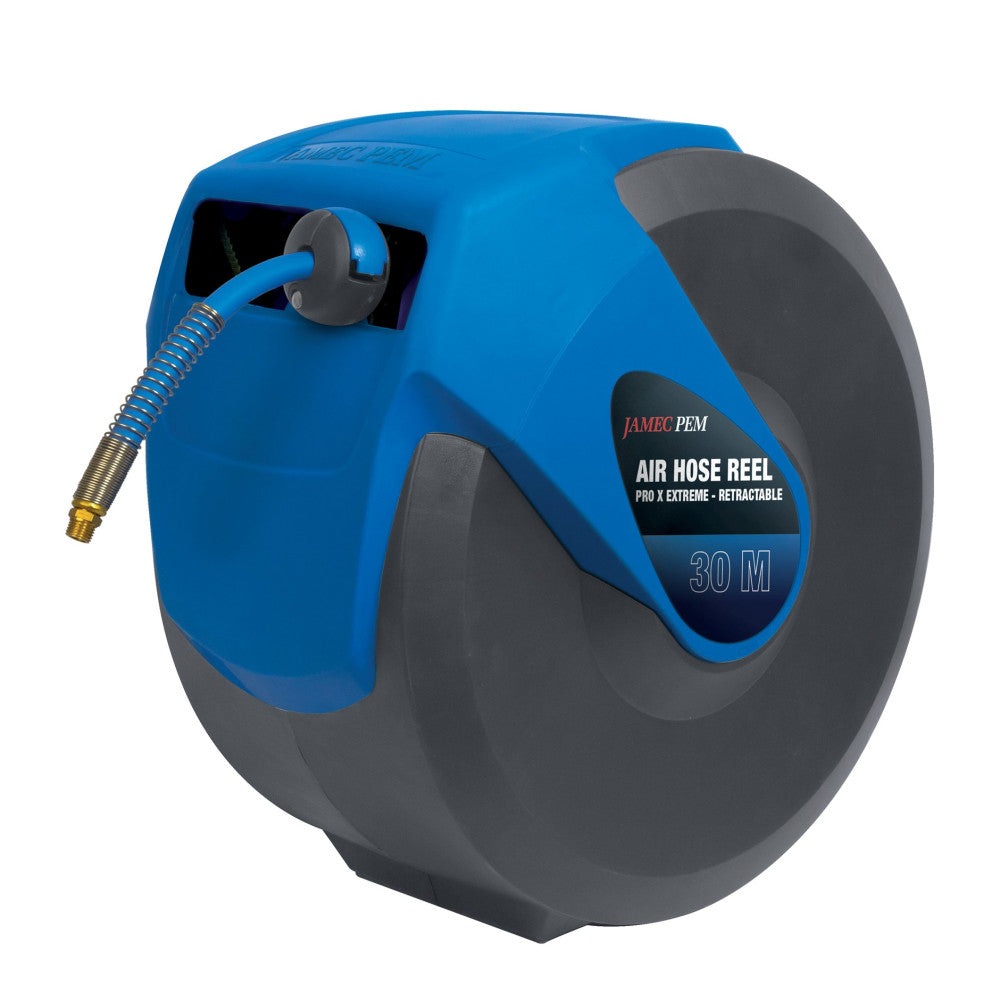 Jamec Air Hose Reel - Retractable 10mm (3/8")  30 Mtr  Heavy Duty Hybrid Hose