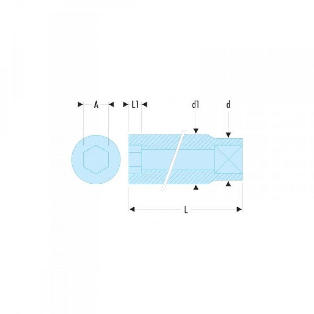 Facom J.7/16LA 3/8"Dr 7/16" L/Series Socket 12pt
