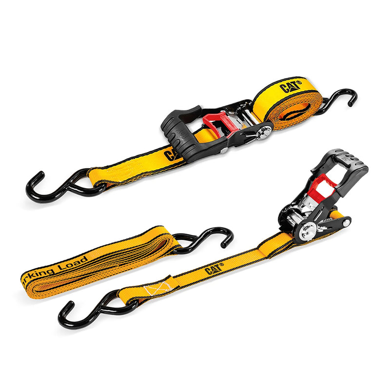 Cat 3.6M x 25mm, 2pc Ratchet Tie-Down Strap - 400KG